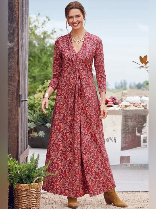 Soft Surroundings Dresses & Skirts - Soft Surroundings Lagia Maxi Dress in the "Spice Global Damask" Red Paisley XL